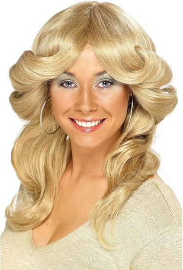 Smiffys Peluca años 70, Rubia, Larga, ondulada y a capas